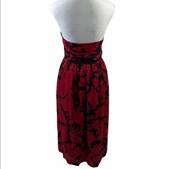 Tibi Black Red Strapless Floral Dress Size 4 - Picture 2 of 9